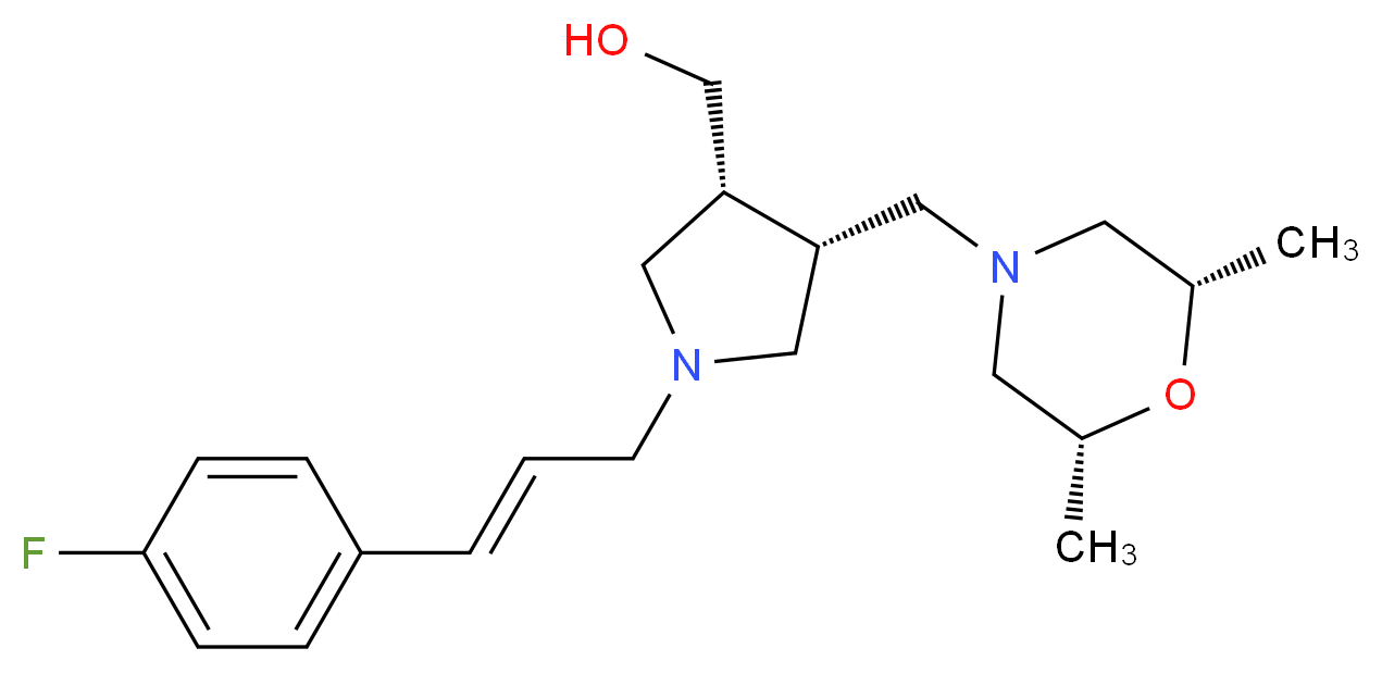 {(3R*,4S*)-4-{[(2R*,6S*)-2,6-dimethylmorpholin-4-yl]methyl}-1-[(2E)-3-(4-fluorophenyl)prop-2-en-1-yl]pyrrolidin-3-yl}methanol_分子结构_CAS_)