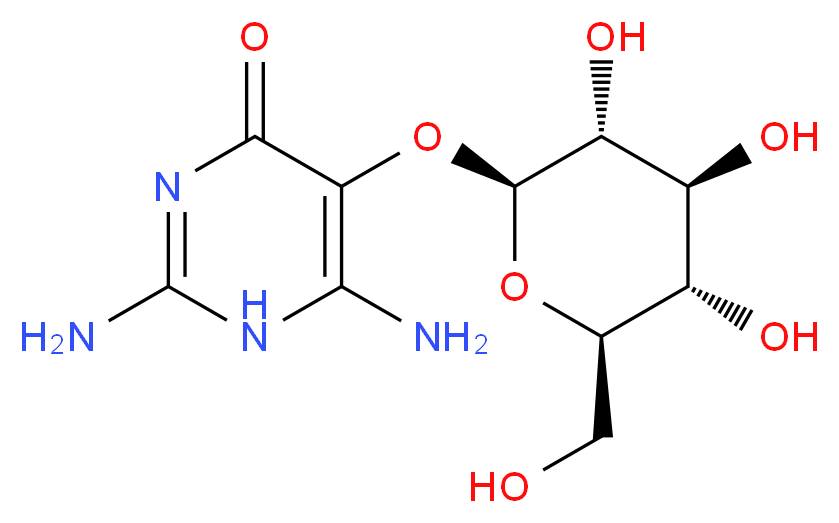 2,6-diamino-5-{[(2S,3R,4S,5S,6R)-3,4,5-trihydroxy-6-(hydroxymethyl)oxan-2-yl]oxy}-1,4-dihydropyrimidin-4-one_分子结构_CAS_152-93-2