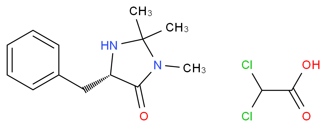 (5S)-5-benzyl-2,2,3-trimethylimidazolidin-4-one; 2,2-dichloroacetic acid_分子结构_CAS_345358-20-5