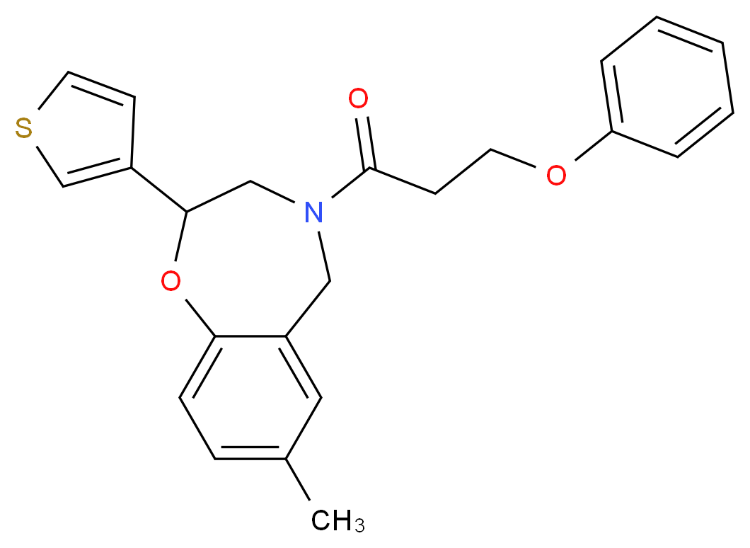 7-methyl-4-(3-phenoxypropanoyl)-2-(3-thienyl)-2,3,4,5-tetrahydro-1,4-benzoxazepine_分子结构_CAS_)