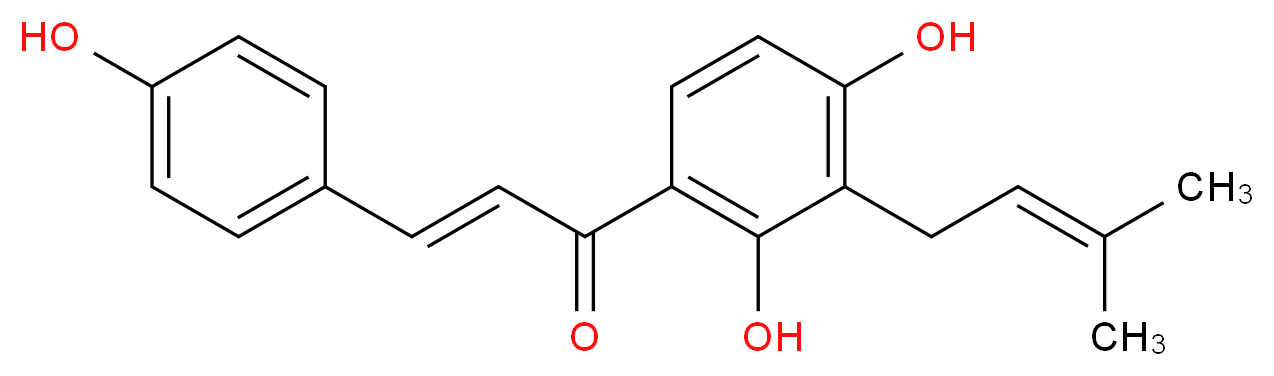 (2E)-1-[2,4-dihydroxy-3-(3-methylbut-2-en-1-yl)phenyl]-3-(4-hydroxyphenyl)prop-2-en-1-one_分子结构_CAS_20784-50-3