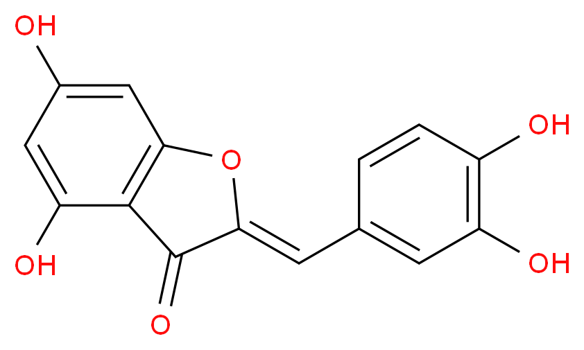 (2Z)-2-[(3,4-dihydroxyphenyl)methylidene]-4,6-dihydroxy-2,3-dihydro-1-benzofuran-3-one_分子结构_CAS_38216-54-5