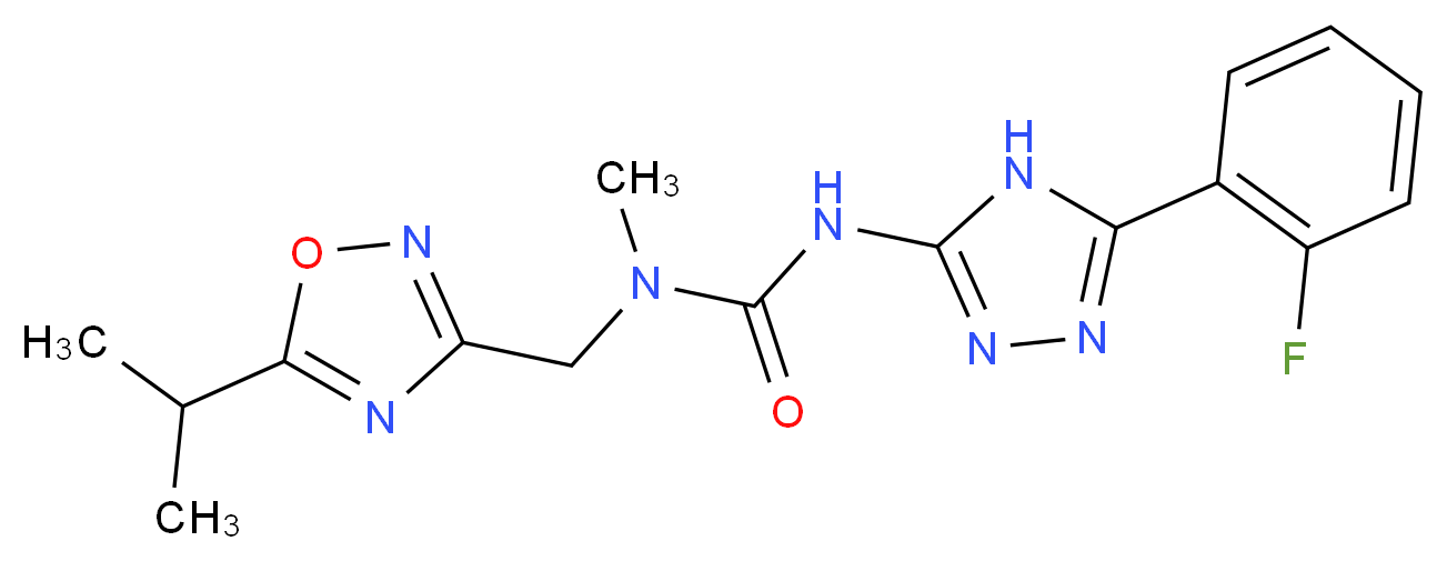 N'-[5-(2-fluorophenyl)-4H-1,2,4-triazol-3-yl]-N-[(5-isopropyl-1,2,4-oxadiazol-3-yl)methyl]-N-methylurea_分子结构_CAS_)