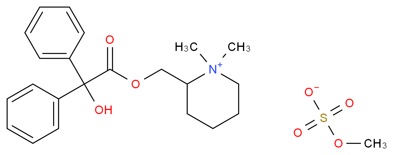 2-({[Hydroxy(diphenyl)acetyl]oxy}methyl)-N,N-dimethylpiperidinium methyl sulphate_分子结构_CAS_5205-82-3)