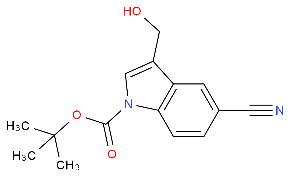 tert-butyl 5-cyano-3-(hydroxymethyl)-1H-indole-1-carboxylate_分子结构_CAS_914349-11-4
