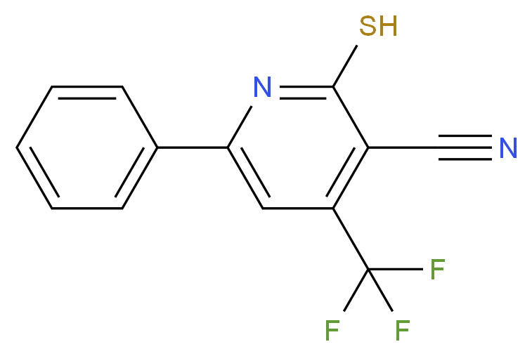 3-Cyano-6-phenyl-4-(trifluoromethyl)pyridine-2-thiol 97%_分子结构_CAS_104960-49-8)