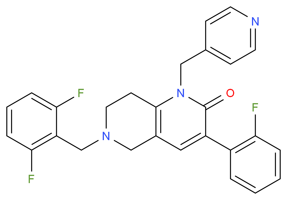6-(2,6-difluorobenzyl)-3-(2-fluorophenyl)-1-(4-pyridinylmethyl)-5,6,7,8-tetrahydro-1,6-naphthyridin-2(1H)-one_分子结构_CAS_)