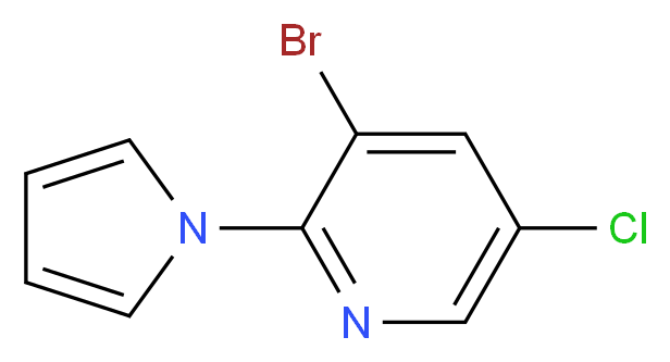 3-bromo-5-chloro-2-(1H-pyrrol-1-yl)pyridine_分子结构_CAS_866137-10-2