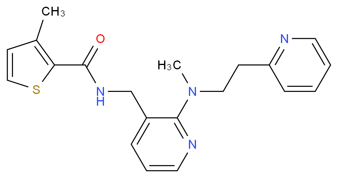 3-methyl-N-[(2-{methyl[2-(2-pyridinyl)ethyl]amino}-3-pyridinyl)methyl]-2-thiophenecarboxamide_分子结构_CAS_)