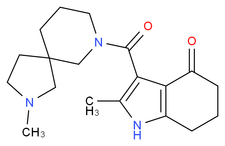 2-methyl-3-[(2-methyl-2,7-diazaspiro[4.5]dec-7-yl)carbonyl]-1,5,6,7-tetrahydro-4H-indol-4-one_分子结构_CAS_)
