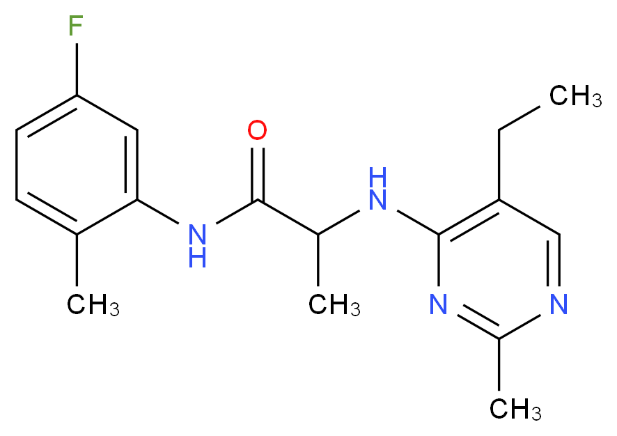 2-[(5-ethyl-2-methylpyrimidin-4-yl)amino]-N-(5-fluoro-2-methylphenyl)propanamide_分子结构_CAS_)