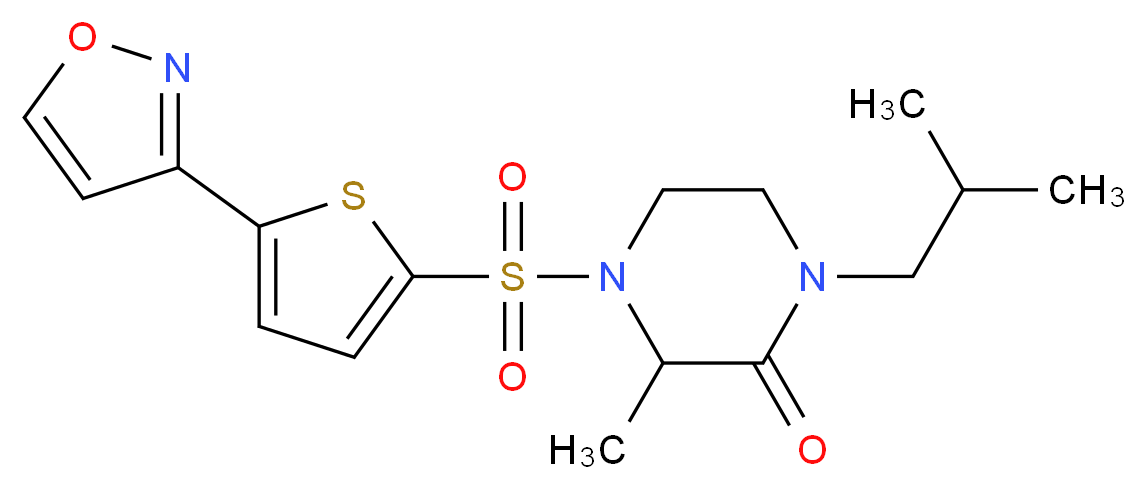 1-isobutyl-4-{[5-(3-isoxazolyl)-2-thienyl]sulfonyl}-3-methyl-2-piperazinone_分子结构_CAS_)