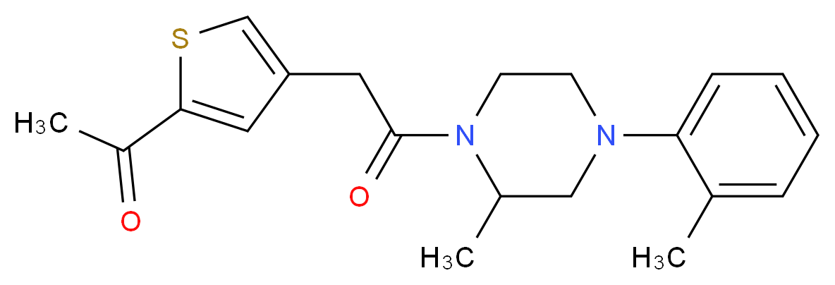 1-(4-{2-[2-methyl-4-(2-methylphenyl)-1-piperazinyl]-2-oxoethyl}-2-thienyl)ethanone_分子结构_CAS_)