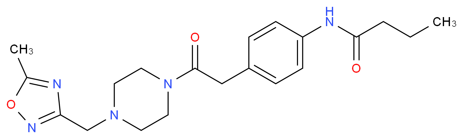N-[4-(2-{4-[(5-methyl-1,2,4-oxadiazol-3-yl)methyl]piperazin-1-yl}-2-oxoethyl)phenyl]butanamide_分子结构_CAS_)