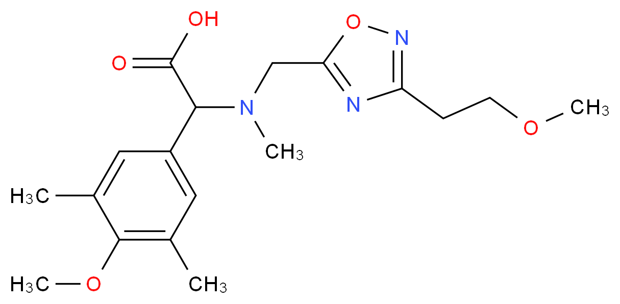 (4-methoxy-3,5-dimethylphenyl)[{[3-(2-methoxyethyl)-1,2,4-oxadiazol-5-yl]methyl}(methyl)amino]acetic acid_分子结构_CAS_)