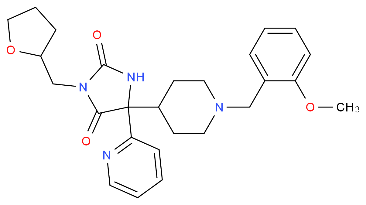 5-[1-(2-methoxybenzyl)-4-piperidinyl]-5-(2-pyridinyl)-3-(tetrahydro-2-furanylmethyl)-2,4-imidazolidinedione_分子结构_CAS_)