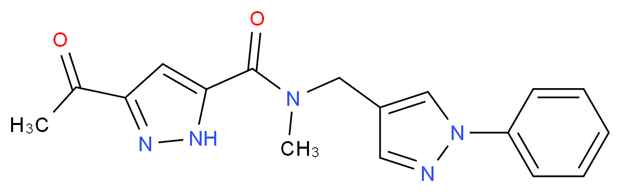 3-acetyl-N-methyl-N-[(1-phenyl-1H-pyrazol-4-yl)methyl]-1H-pyrazole-5-carboxamide_分子结构_CAS_)