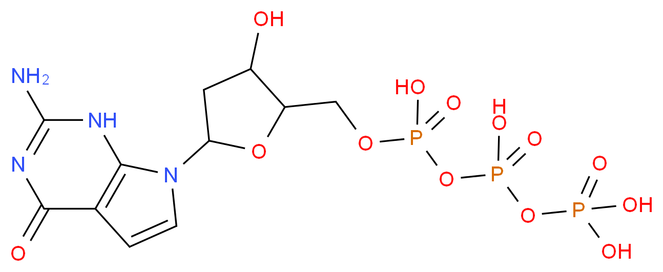 {[({[(5-{2-amino-4-oxo-1H,4H,7H-pyrrolo[2,3-d]pyrimidin-7-yl}-3-hydroxyoxolan-2-yl)methoxy](hydroxy)phosphoryl}oxy)(hydroxy)phosphoryl]oxy}phosphonic acid_分子结构_CAS_101515-08-6