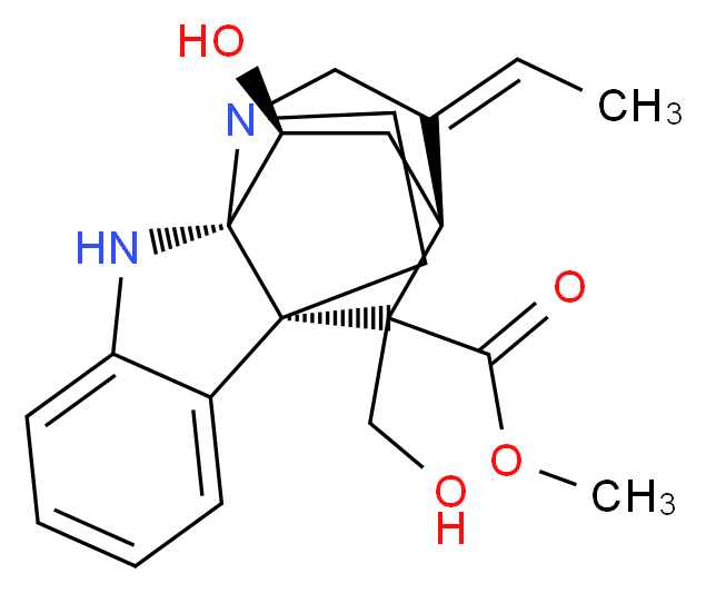 methyl (1S,9R,10S,12S,13E)-13-ethylidene-10-hydroxy-18-(hydroxymethyl)-8,15-diazapentacyclo[10.5.1.0<sup>1</sup>,<sup>9</sup>.0<sup>2</sup>,<sup>7</sup>.0<sup>9</sup>,<sup>1</sup><sup>5</sup>]octadeca-2,4,6-triene-18-carboxylate_分子结构_CAS_60048-88-6