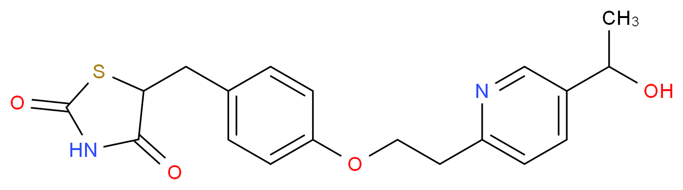 5-[(4-{2-[5-(1-hydroxyethyl)pyridin-2-yl]ethoxy}phenyl)methyl]-1,3-thiazolidine-2,4-dione_分子结构_CAS_146062-44-4