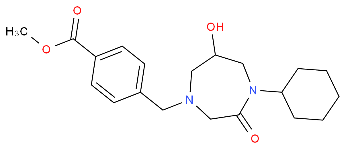 methyl 4-[(4-cyclohexyl-6-hydroxy-3-oxo-1,4-diazepan-1-yl)methyl]benzoate_分子结构_CAS_)