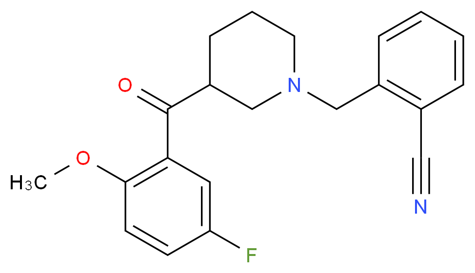 2-{[3-(5-fluoro-2-methoxybenzoyl)piperidin-1-yl]methyl}benzonitrile_分子结构_CAS_)