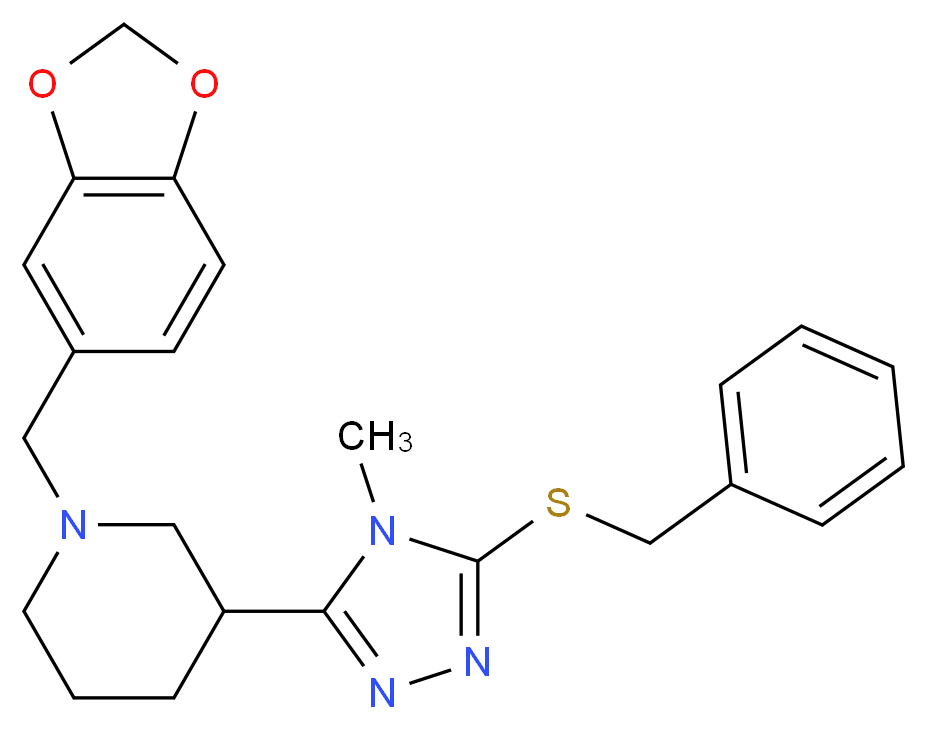 1-(1,3-benzodioxol-5-ylmethyl)-3-[5-(benzylthio)-4-methyl-4H-1,2,4-triazol-3-yl]piperidine_分子结构_CAS_)