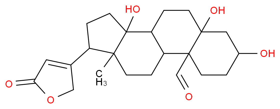 5,7,11-trihydroxy-15-methyl-14-(5-oxo-2,5-dihydrofuran-3-yl)tetracyclo[8.7.0.0<sup>2</sup>,<sup>7</sup>.0<sup>1</sup><sup>1</sup>,<sup>1</sup><sup>5</sup>]heptadecane-2-carbaldehyde_分子结构_CAS_66-28-4