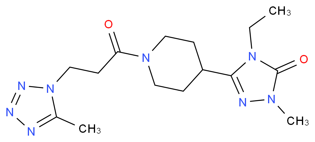4-ethyl-2-methyl-5-{1-[3-(5-methyl-1H-tetrazol-1-yl)propanoyl]piperidin-4-yl}-2,4-dihydro-3H-1,2,4-triazol-3-one_分子结构_CAS_)