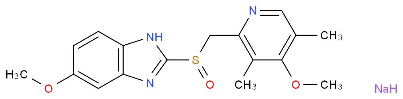 5-methoxy-2-[(4-methoxy-3,5-dimethylpyridin-2-yl)methanesulfinyl]-1H-1,3-benzodiazole sodium_分子结构_CAS_161796-77-6