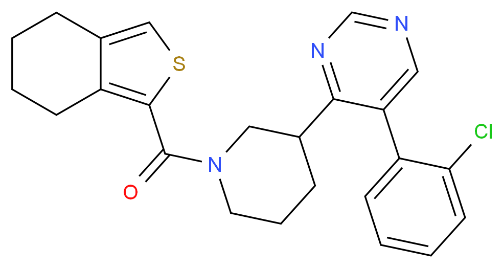 5-(2-chlorophenyl)-4-[1-(4,5,6,7-tetrahydro-2-benzothien-1-ylcarbonyl)-3-piperidinyl]pyrimidine_分子结构_CAS_)