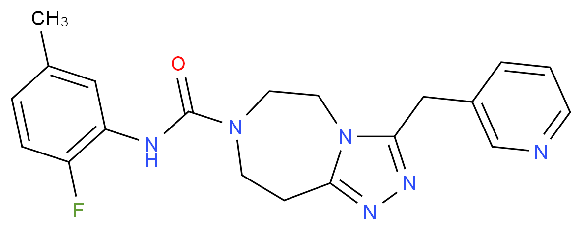 N-(2-fluoro-5-methylphenyl)-3-(pyridin-3-ylmethyl)-5,6,8,9-tetrahydro-7H-[1,2,4]triazolo[4,3-d][1,4]diazepine-7-carboxamide_分子结构_CAS_)