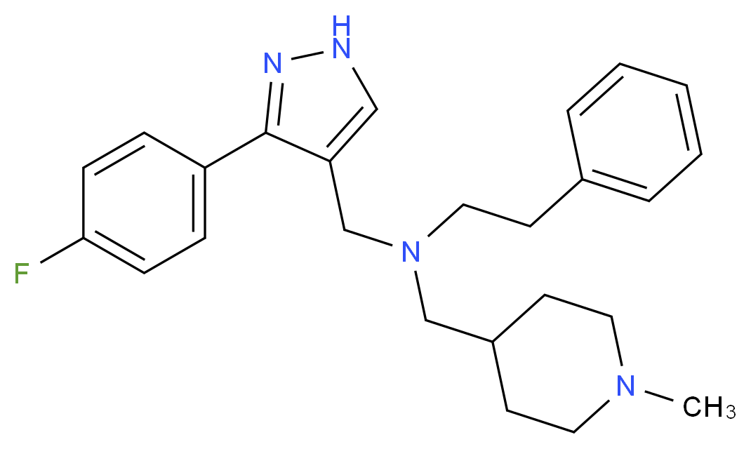 N-{[3-(4-fluorophenyl)-1H-pyrazol-4-yl]methyl}-N-[(1-methyl-4-piperidinyl)methyl]-2-phenylethanamine_分子结构_CAS_)