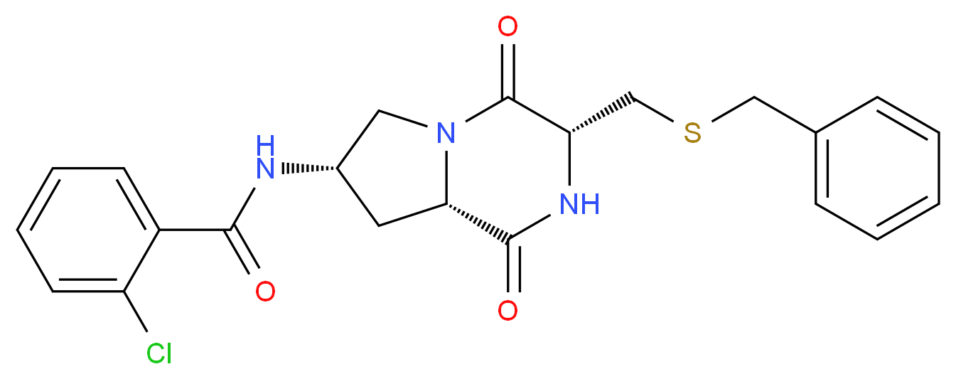 N-{(3R,7S,8aS)-3-[(benzylthio)methyl]-1,4-dioxooctahydropyrrolo[1,2-a]pyrazin-7-yl}-2-chlorobenzamide_分子结构_CAS_)
