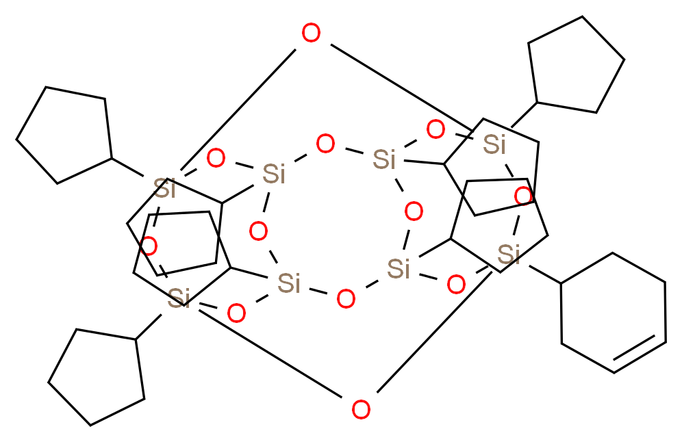 1-(cyclohex-3-en-1-yl)-3,5,7,9,11,13,15-heptacyclopentylpentacyclo[9.5.1.1<sup>3</sup>,<sup>9</sup>.1<sup>5</sup>,<sup>1</sup><sup>5</sup>.1<sup>7</sup>,<sup>1</sup><sup>3</sup>]octasiloxane_分子结构_CAS_307496-29-3