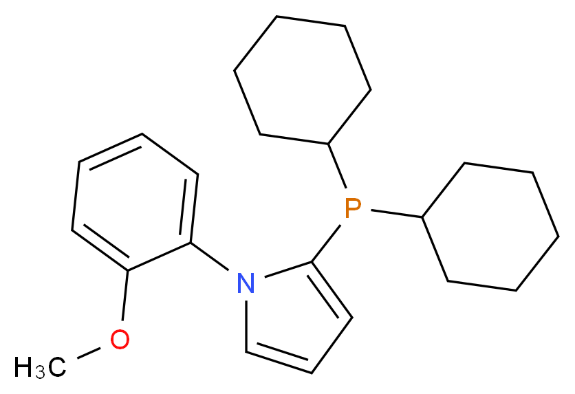 2-(二环己基膦)-1-(2-甲氧苯基)-1H-吡咯_分子结构_CAS_672937-63-2)