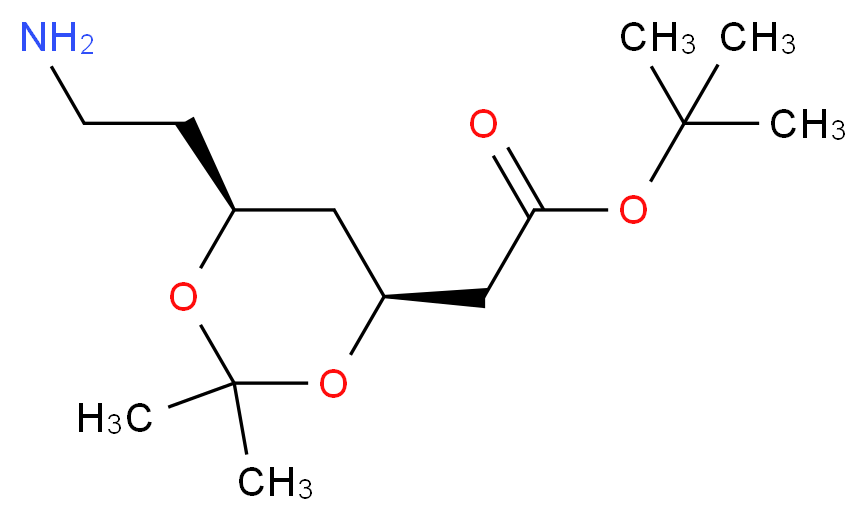 tert-butyl 2-[(4S,6S)-6-(2-aminoethyl)-2,2-dimethyl-1,3-dioxan-4-yl]acetate_分子结构_CAS_947586-93-8