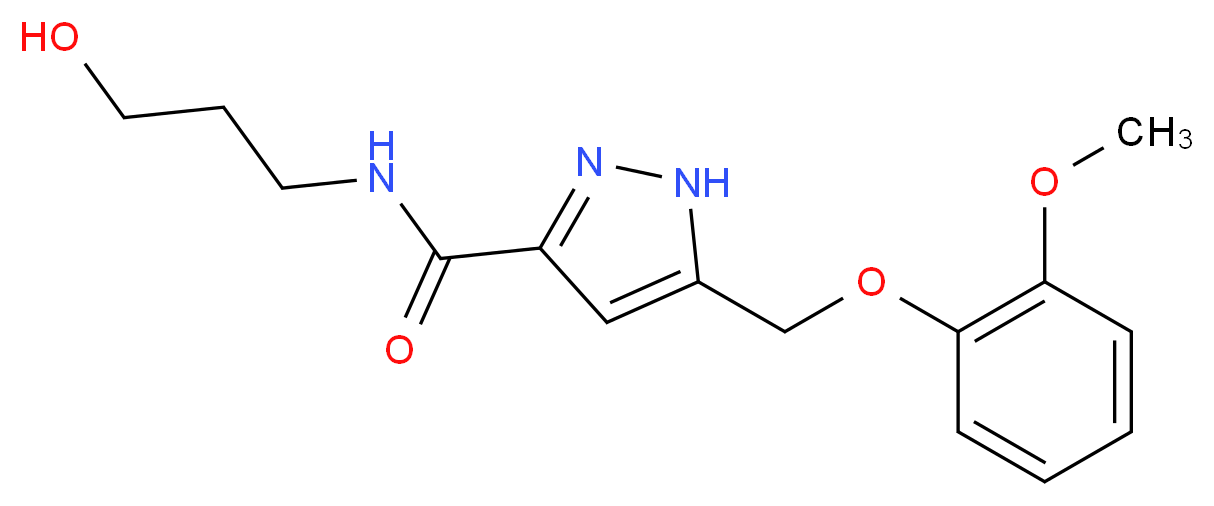 N-(3-hydroxypropyl)-5-[(2-methoxyphenoxy)methyl]-1H-pyrazole-3-carboxamide_分子结构_CAS_)