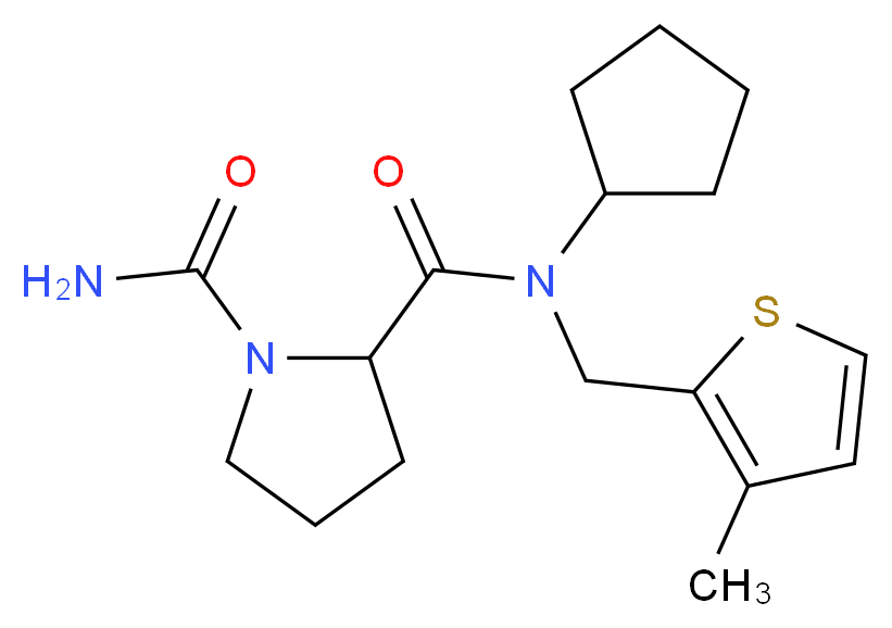 N~2~-cyclopentyl-N~2~-[(3-methyl-2-thienyl)methyl]pyrrolidine-1,2-dicarboxamide_分子结构_CAS_)