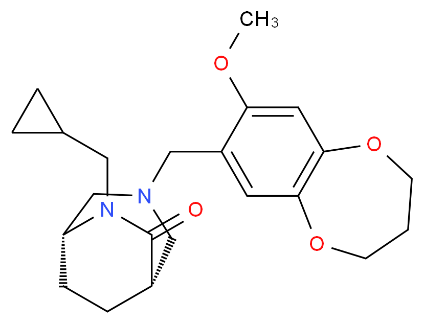 (1S*,5R*)-6-(cyclopropylmethyl)-3-[(8-methoxy-3,4-dihydro-2H-1,5-benzodioxepin-7-yl)methyl]-3,6-diazabicyclo[3.2.2]nonan-7-one_分子结构_CAS_)
