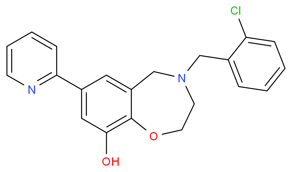 4-(2-chlorobenzyl)-7-(2-pyridinyl)-2,3,4,5-tetrahydro-1,4-benzoxazepin-9-ol_分子结构_CAS_)