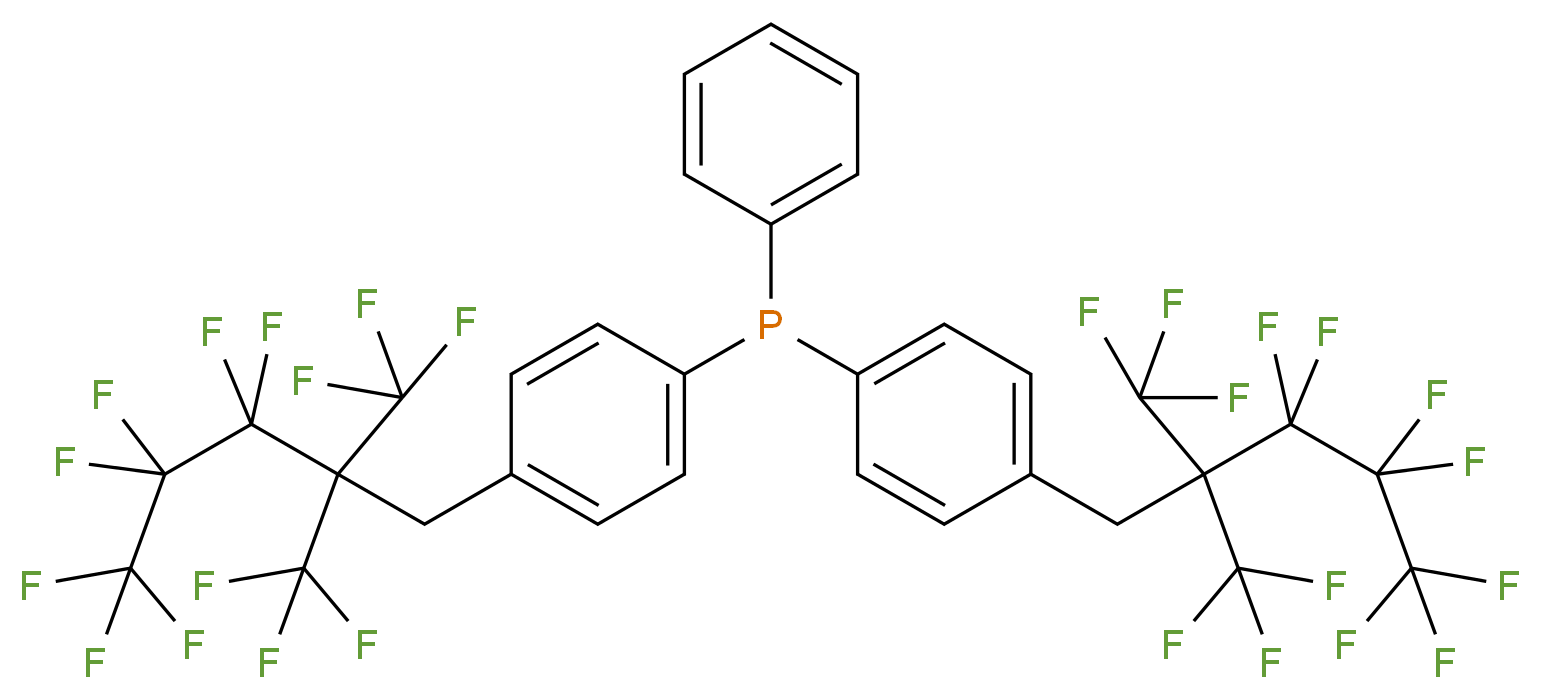 bis({4-[3,3,4,4,5,5,5-heptafluoro-2,2-bis(trifluoromethyl)pentyl]phenyl})(phenyl)phosphane_分子结构_CAS_322647-83-6