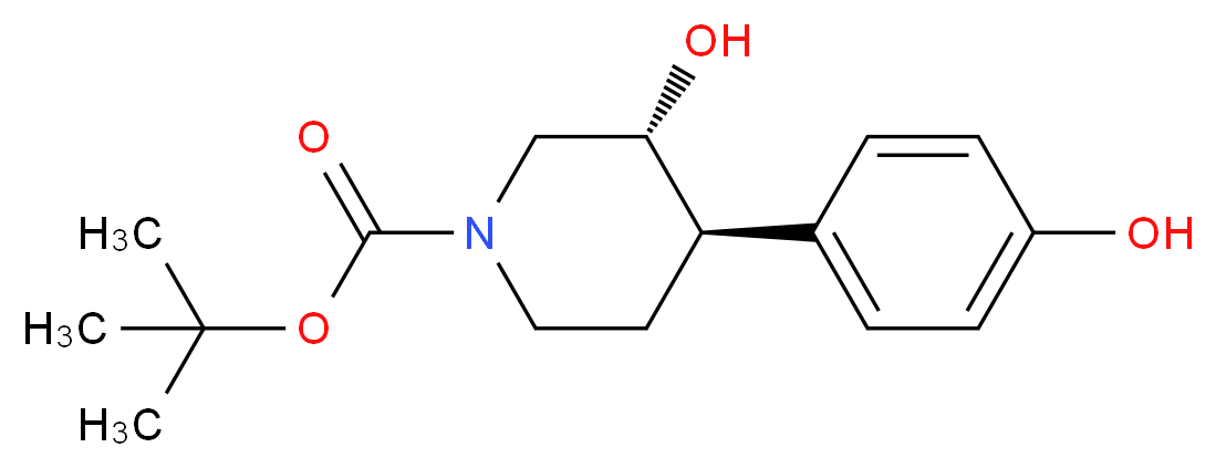 tert-butyl (3R,4R)-3-hydroxy-4-(4-hydroxyphenyl)piperidine-1-carboxylate_分子结构_CAS_257938-67-3