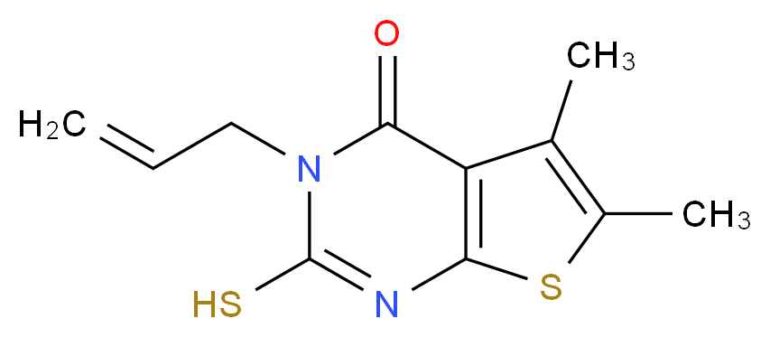 5,6-dimethyl-3-(prop-2-en-1-yl)-2-sulfanyl-3H,4H-thieno[2,3-d]pyrimidin-4-one_分子结构_CAS_51486-16-9