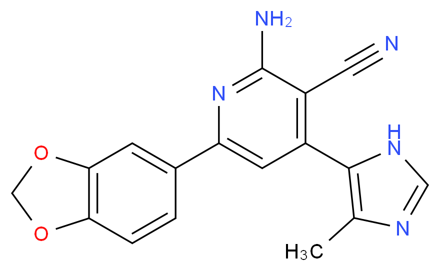 2-amino-6-(1,3-benzodioxol-5-yl)-4-(4-methyl-1H-imidazol-5-yl)nicotinonitrile_分子结构_CAS_)