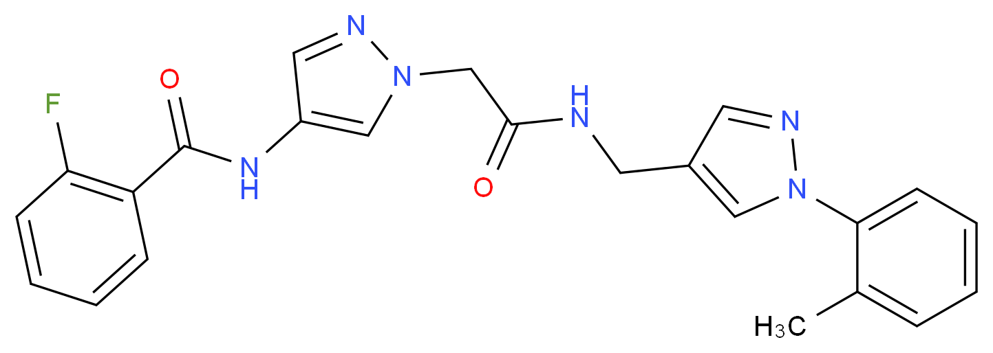 2-fluoro-N-{1-[2-({[1-(2-methylphenyl)-1H-pyrazol-4-yl]methyl}amino)-2-oxoethyl]-1H-pyrazol-4-yl}benzamide_分子结构_CAS_)