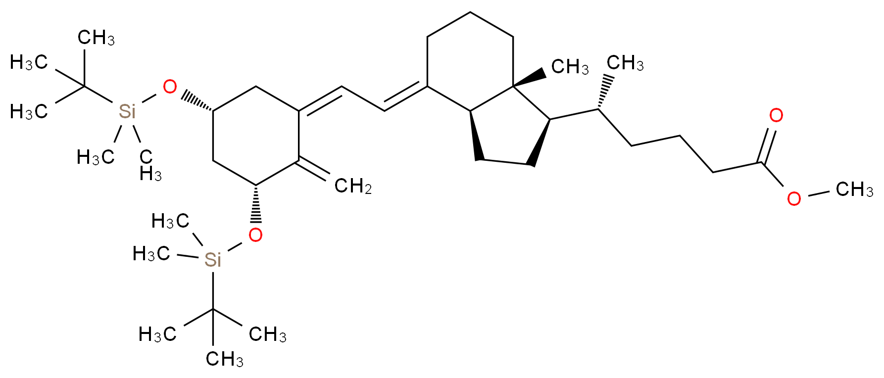 methyl (5R)-5-[(1R,3aS,4E,7aR)-4-{2-[(1Z,3R,5R)-3,5-bis[(tert-butyldimethylsilyl)oxy]-2-methylidenecyclohexylidene]ethylidene}-7a-methyl-octahydro-1H-inden-1-yl]hexanoate_分子结构_CAS_145372-43-6