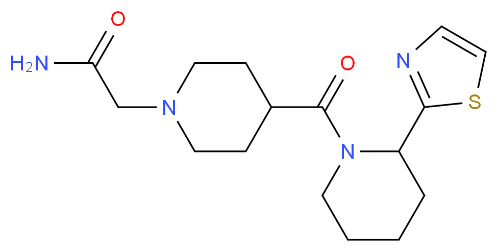 2-(4-{[2-(1,3-thiazol-2-yl)-1-piperidinyl]carbonyl}-1-piperidinyl)acetamide_分子结构_CAS_)