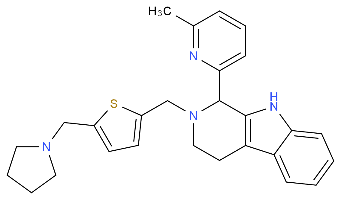 1-(6-methyl-2-pyridinyl)-2-{[5-(1-pyrrolidinylmethyl)-2-thienyl]methyl}-2,3,4,9-tetrahydro-1H-beta-carboline_分子结构_CAS_)