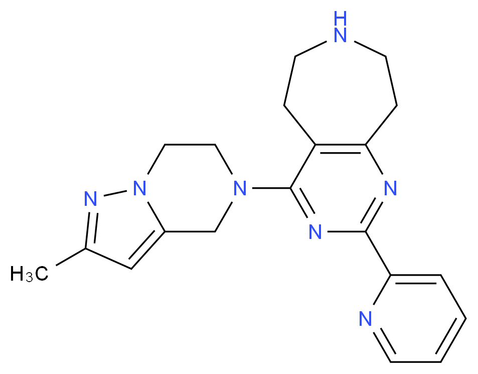4-(2-methyl-6,7-dihydropyrazolo[1,5-a]pyrazin-5(4H)-yl)-2-pyridin-2-yl-6,7,8,9-tetrahydro-5H-pyrimido[4,5-d]azepine_分子结构_CAS_)
